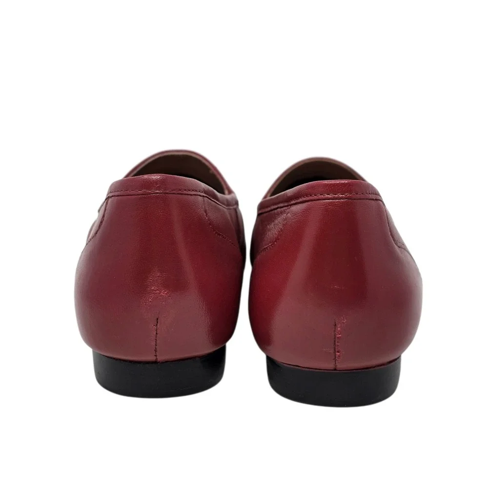 ARRAY Freedom Women 10.5W Chili Red Leather Square Toe Slip On Loafers Flats NIB